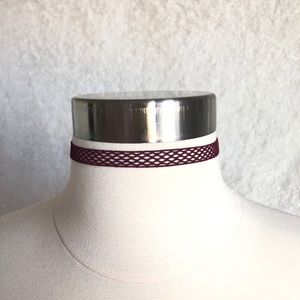NWOT Burgundy Mesh Choker Necklace